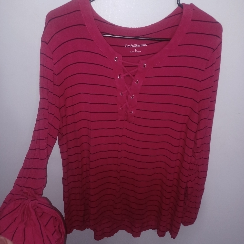Croft&Barrow- Long Sleeve Striped Shirt- W Sz Large